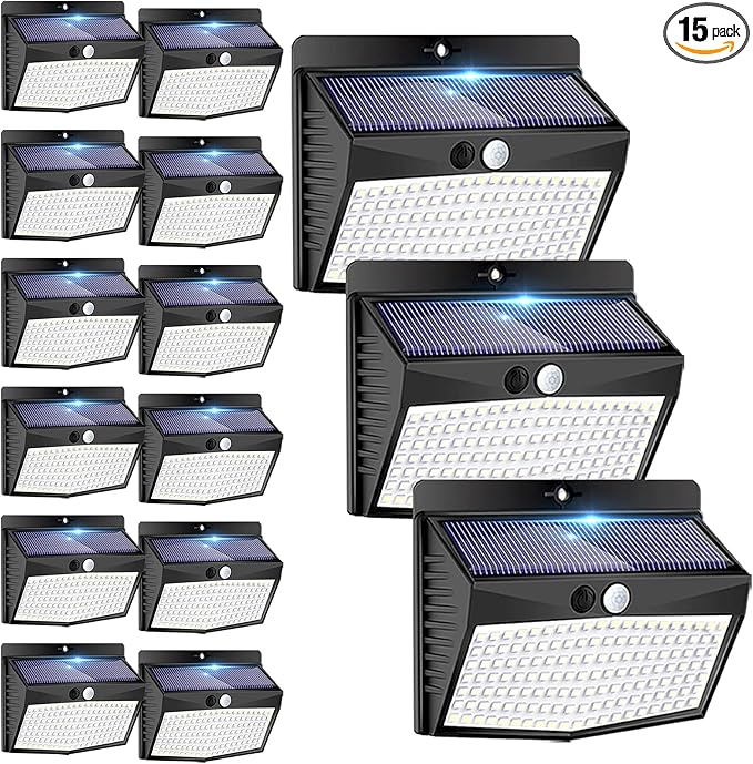 Solar Outdoor Lights, [138 LED/15 Packs] Solar Motion Sensor Security Lights with 3 Lighting Modes Wall Lights Waterproof Solar Powered Lights for Garden Fence Yard Deck Garage