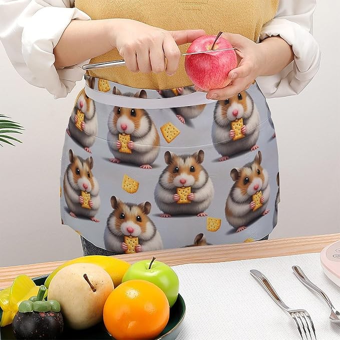 Half Apron with 3 Pockets Chef Cooking Kitchen Restaurant Aprons for Women Men