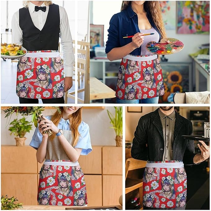 Server Waitress Waist Apron Cooking Kitchen Restaurant Aprons for Women Men