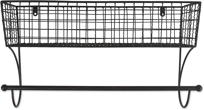 DII Rustic Farmhouse Bathroom Décor, Metal Storage, Large Towel Bar, Black