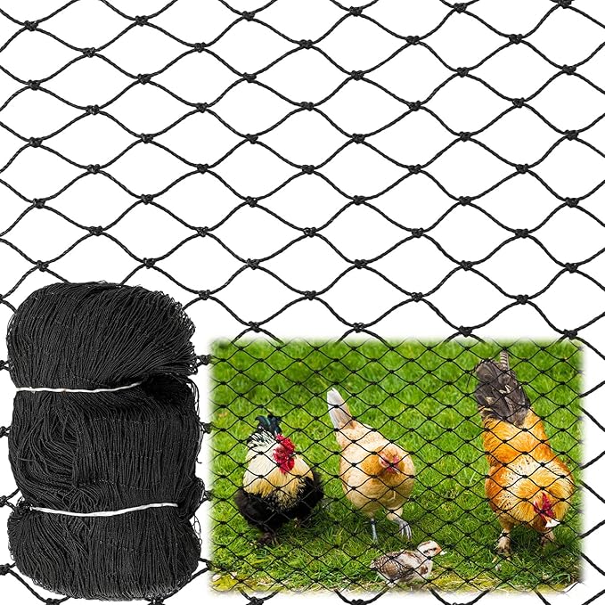 25 x 25 ft Aviary Bird Netting Chicken Netting Commercial Grade Heavy Duty Knotted 1 inch Mesh for Chicken Coops Poultry Blueberries Fruit Trees Net Aviary Gamefowl Garden