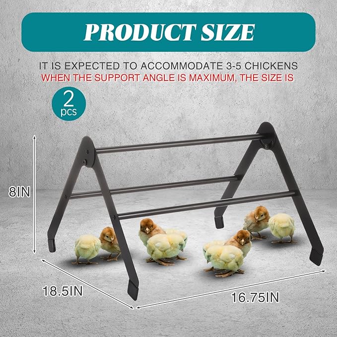 Moxweyeni 2 Pack Adjustable Chicken Perch for Coop Heavy Duty Metal Chick Roosting Bar for Brooder Training Perches for Mini Chicks Easy to Assemble and Clean