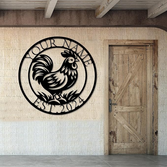 Personalized Chicken Coop Metal Sign,Custom Chicken Farm Metal Wall Art,Personalized Chicken MetalSign, Metal Chicken Farmhouse Sign,Hen House Sign, Funny Chicken Farm Decor (Style B)