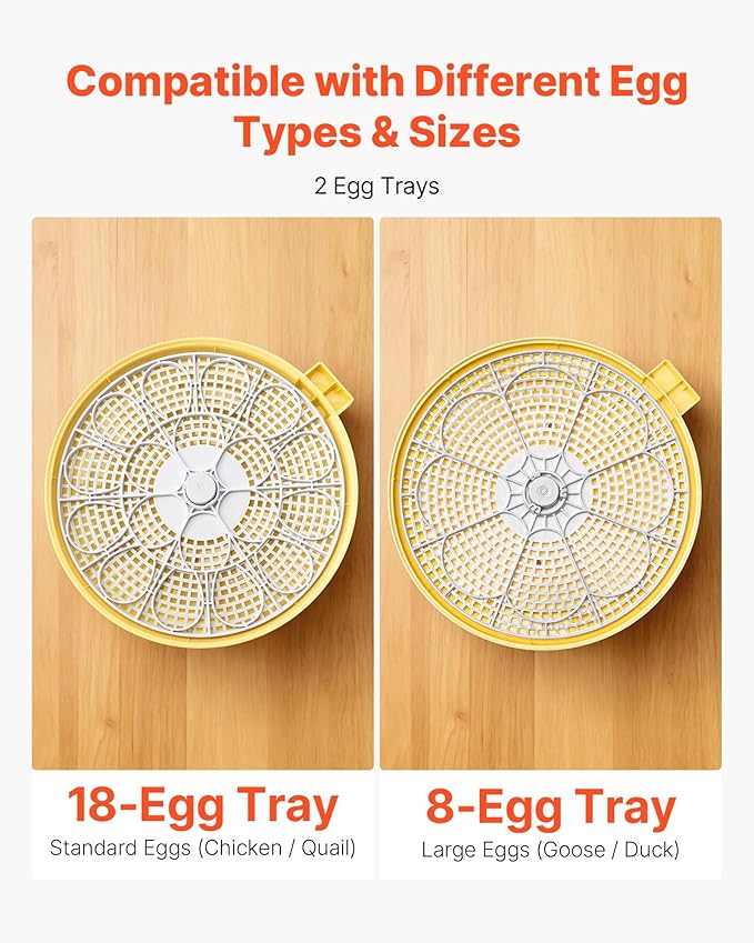 VEVOR 18 Egg Incubator, Automatic Egg Turner with LED Candler, Temperature & Humidity Control, 360° View Clear Window, Auto Water Refill, Poultry Eggs Incubators for Hatching Chicks Ducks Goose Quail