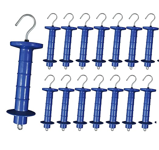15 Pack Electric Fence Insulated Plastic gate Handle with Internal Spring and Double Ring end, Blue，for Electric Fence Gate Livestock Fence Agricultural Fencing and Pasture