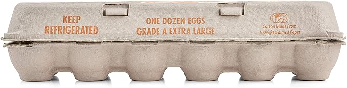 Printed Natural Pulp Egg Cartons Holds Up to Twelve Eggs - 1 Dozen Extra Large - Strong Sturdy Material Perfect For Storing Extra Eggs - by MT Products (15 Cartons) - Made in The USA