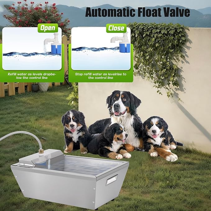 4Gal Automatic Livestock Water Trough for Horse Metal Auto Dog Water Bowl Dispenser for Dogs Large Capacity Self Filling Livestock Waterer Feeder for Dogs Horse Goat Sheep Pet