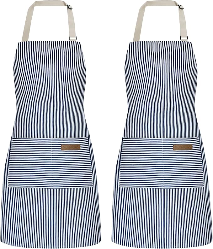 ATROPOS 2 Pieces Aprons for Women with Pockets, Aprons for Men, Womens Kitchen Apron, Cooking Apron Adjustable Bib Chef Apron(Unisex)