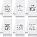 GROBRO7 Cute Cat Hand Towel - 6Pcs Funny Kitten Theme Kitchen Dishcloths Set Polyester Soft Towels for Bathroom Accessories Home Dining Table Decor Housewarming Gifts for Cat Lovers Hostess Men Women