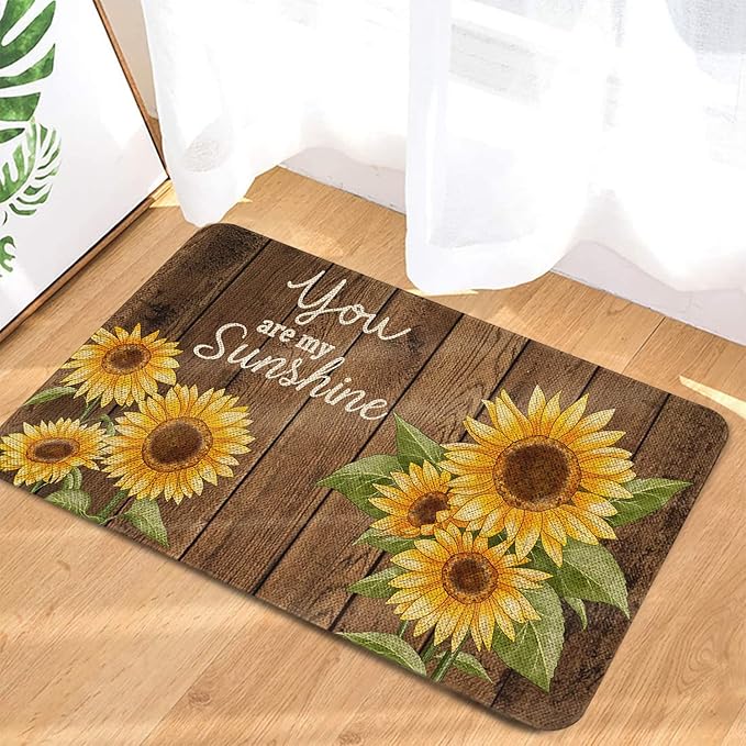 Roszwtit Farmhouse Kitchen Rugs and Mats, You are My Sunshine Sunflowers Door Mat, Seasonal Washable Non-Slip Floor Mats for Home Kitchen Decor 30x17 Inch