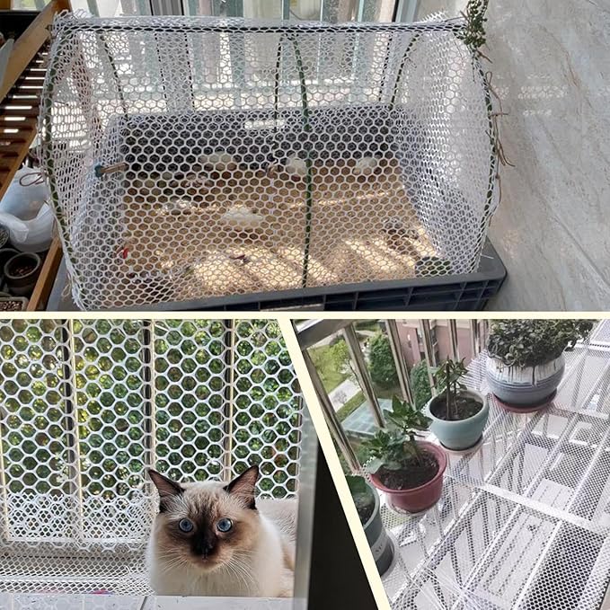 Plastic Wire Mesh Fence 16in x 10Ft Plastic Chicken Wire Mesh for Poultry, Dogs, Rabbit, Snake Barrier & Gardening Versatile Plastic Fencing (16in x 10Ft, White)