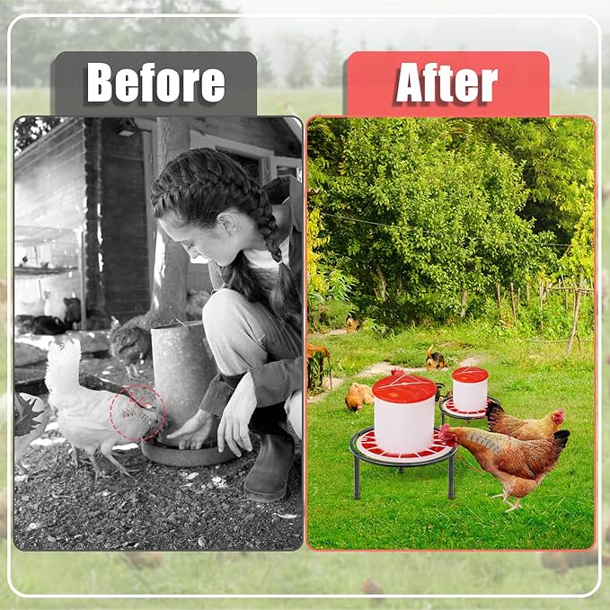 LOTKEY 2-Piece Metal Stand for Chicken Feeder/Waterer, 3-Legged Chicken Coop Accessory, Iron Stand Holder for Chick Feeders, Indoor/Outdoor Use