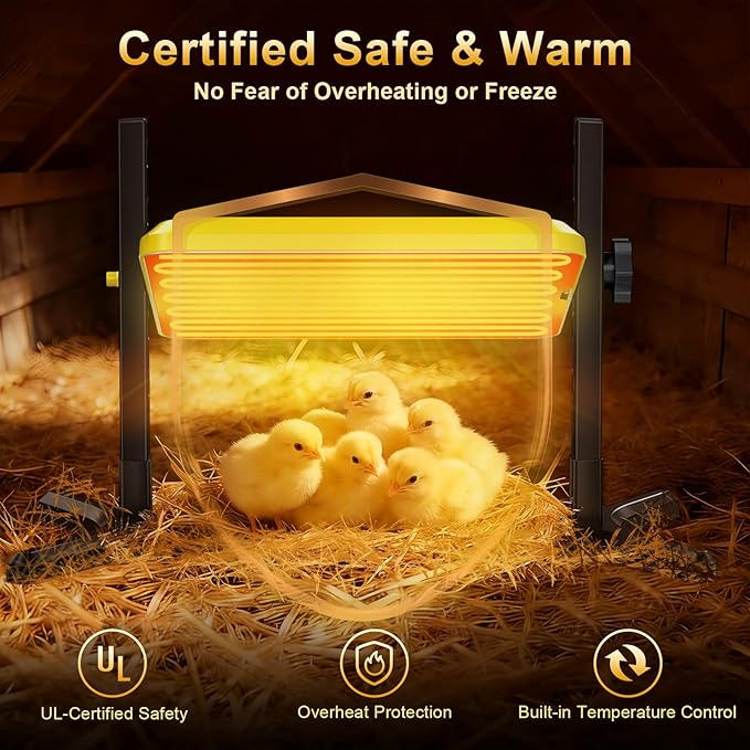 Smart Chick Brooder Plate - Energy Efficient Chick Heat Plate with Adjustable Height and Angle, 50-158°F Digital Temp Control for Chicken Coop, Brooder Box, Ducklings