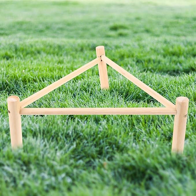 Triangular Wooden Chicken Perch Stand 42cm Equilateral X 16cm High Natural Wood Roosting Bar Chicken Coop Accessory