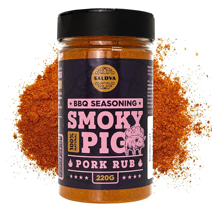 Smoky Pig BBQ Pork Rub - 100% Natural Seasoning - Perfect Blend Of Spices For Smoky BBQ And Grill Pork Dishes - Large Jar (220g)