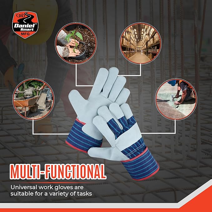 Daniel Smart Men & Women Goatskin Working Glove Lightweight Leather Safety Gloves for construction, gardening outdoor Work