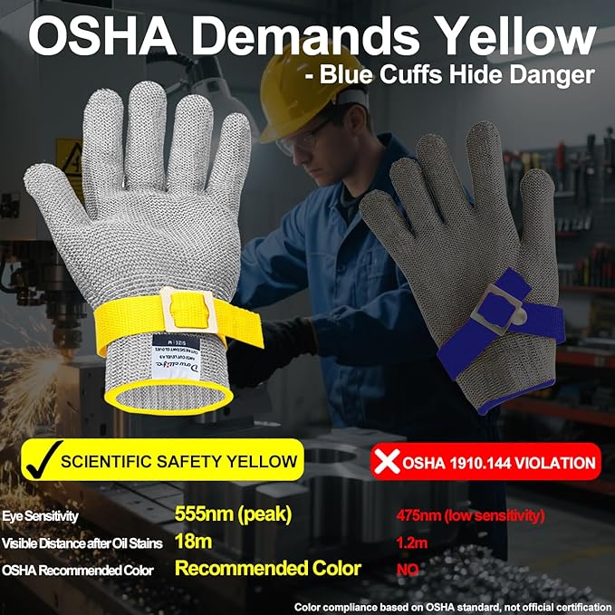 Dowellife Level 9 Cut Resistant Glove Food Grade, Stainless Steel Mesh Metal Glove Knife Cutting Glove for Butcher Meat Cutting Oyster Shucking Kitchen Mandoline Chef Slicing Fish Fillet (2X Large)