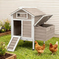 Chicken Coop Chicken House Outdoor with 2 Nesting Box, Wooden Small Chicken Coop Hen House with Removable Trays, Ramp for 1-2 Chickens (32" L x 23.6" W x 36.6" H)