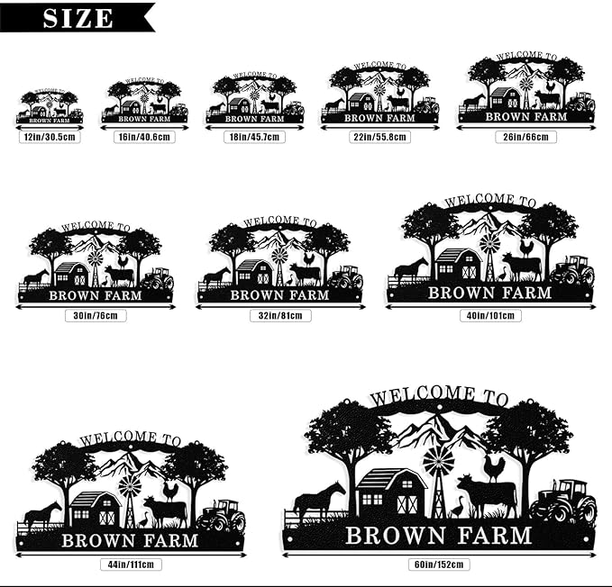 Personalized Farm Sign, Custom Farm Metal Signs Outdoor, Custom Ranch Sign, Customized Family Name Metal Signs for Farms, Ranch, Farmhouse, Welcome Signs Housewarming Rancher Gifts