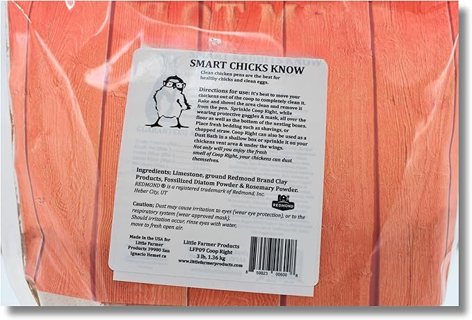 Coop-Right Chicken Coop Natural Poultry Dust Bath Nest Freshener Odor Eliminator | Redmond Clay, Earth Powder, Rosemary | 3 lb…