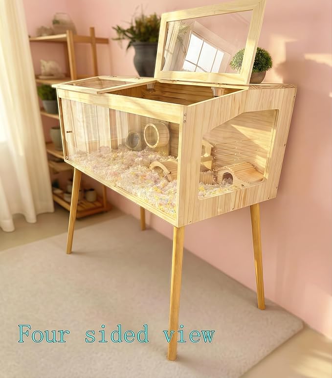 Brooder Box for Chicks Pine Wood Chicken brooder Box with Thermostat & Heating Lamp & 4Wood Legs，Solid Panels Chick brooder for Chicks, Ducklings, Hamsters, Guinea Pigs - Chew-Proof (40x21x21 in)