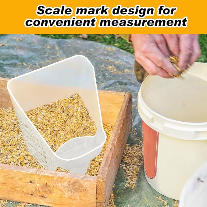Uiifan 2 Pcs Feed Scoop with Measurements 3 Quarts Plastic Measuring Pellet Reusable Scoop for Horse Goat Sheep Cattle Feeding Supplies