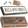 Wood & Metal Southern Sign – Weatherproof Indoor Outdoor Wall Decor – Rustic Charm with "Kiss My Grits" – Gift-Wrapped & Ready to Give