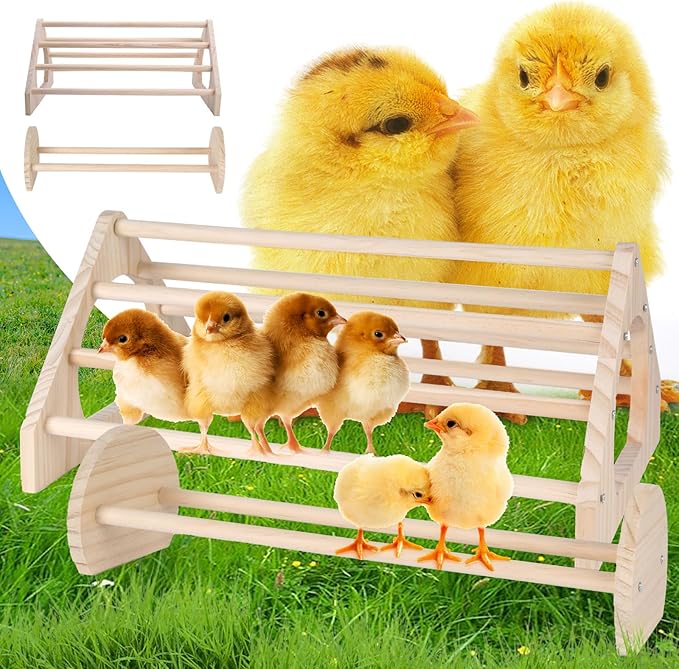 Chicken Perch Chicken Toys for Coop Durable Chick Jungle Gym Strong Wood Roosting Bar Chicken Swing for Chicken Supplies for Chicken Coop Accessories and Brooder for Baby Chicks (2 Pack)