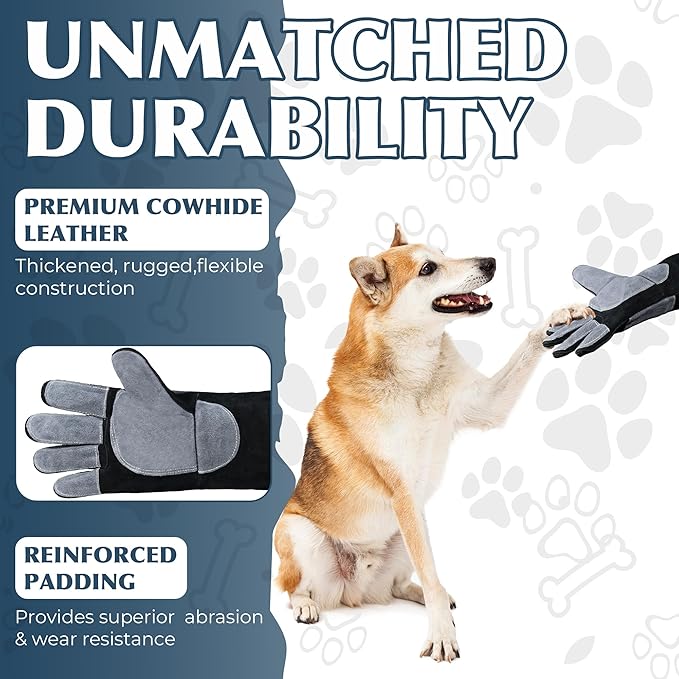 HANDLANDY 24 Inches Animal Handling Gloves Bite-Proof, Scratch-Resistant, Pet Gloves for Dogs, Cats, Falconry, Gardening
