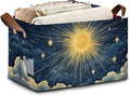 Sun Stars Storage Basket with Handles,Collapsible Rectangle Organizer Bin for Room Decoration Books Box Baskets 17x11.5x10Inch