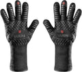 Long Sleeve Heat Resistant Grill Gloves - Medium Grilling Gloves for BBQ with Silicone Grip, Comfortable Cotton Lining for Barbeque, Baking, Oven Gloves with Fingers for Meat