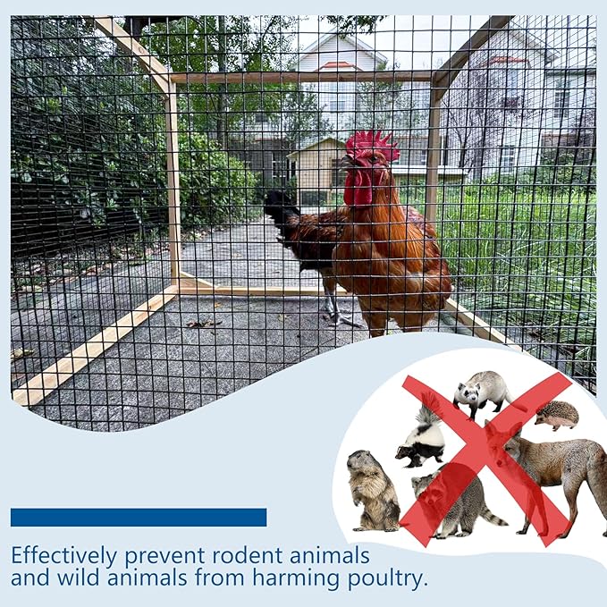 Black Hardware Cloth 1/2 inch 19Ga PVC Coated Wire Mesh Vinyl Coated Fence Welded Metal Chicken Wire Fencing Roll (1/2 inch 24in x 100ft)