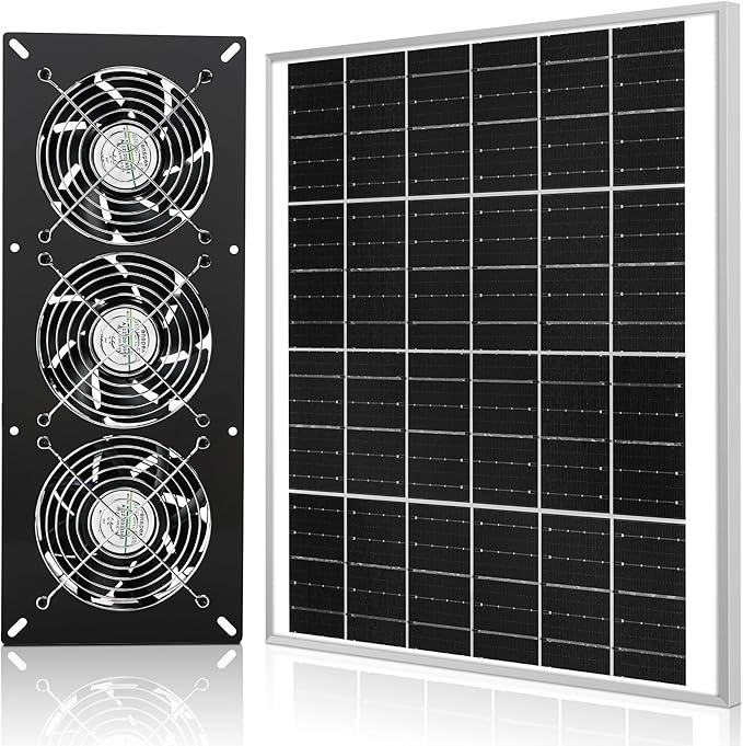 Solar 3 Fan Kit, Waterproofed Solar Powered Fans for Outdoor Chicken Coop, Greenhouse & Shed Intake or Exhaust Air