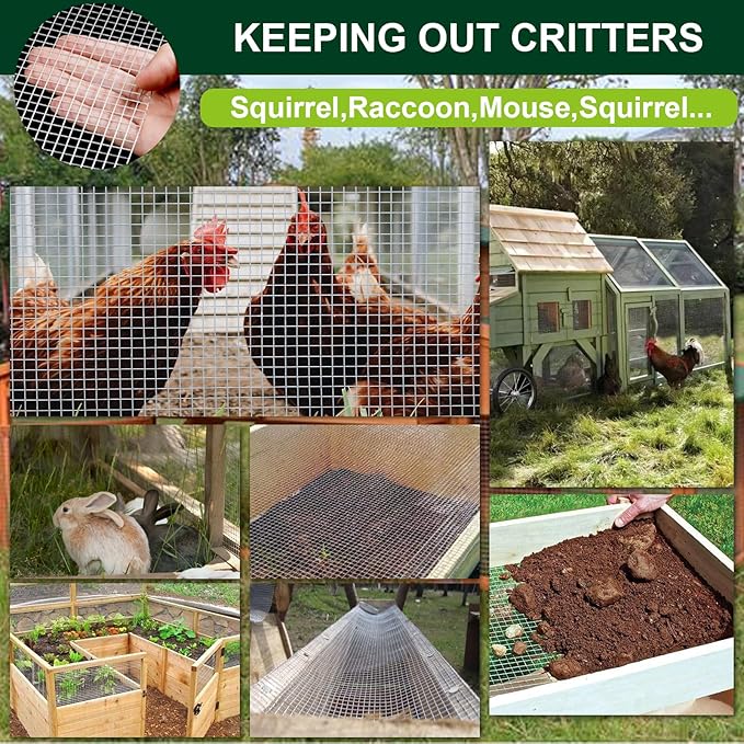 1/8 Inch Hardware Cloth 8'' x 30' 27 Gauge Hot Dip Galvanized Welded Wire Mesh for Chicken House/Coop Fencing, Animal Cage Netting, Bee Swarm Protection Netting and Poultry Enclosures