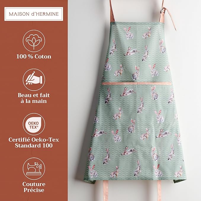 Maison d' Hermine 100% Cotton Apron for women with Pocket Kitchen Chef Apron for Men Cooking Easter Decorations