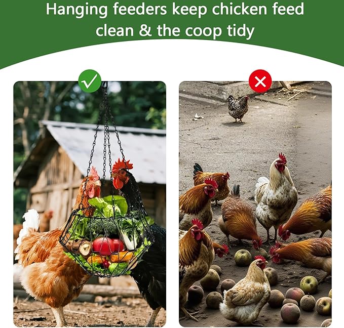 Hanging Chicken Feeder, Foldable Poultry Feeder Basket for Chicken Duck Coop, 1 Pcs