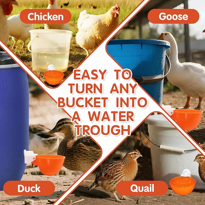 Chicken Waterer Cups,8 Packs Automatic Chicken Water Feeder Suitable for Chicks, Duck, Goose, Turkey and Bunny | Poultry Water Feeder Kit