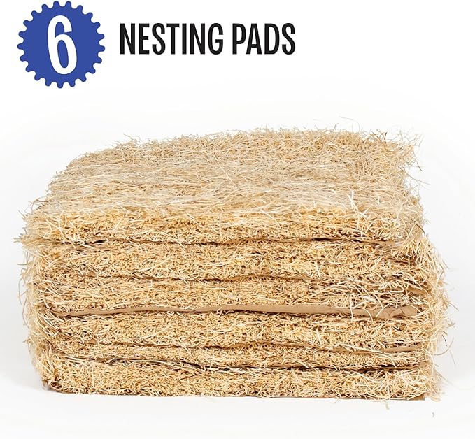 MagJo Aspen Nesting Pads for Chicken Coops - USA Grown Aspen Excelsior Nest Box Liners 13x13-6 Pack