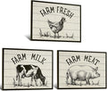 AnyDesign 3Pcs Farm Animal Wooden Hanging Sign Cow Rooster Pig Wood Sign Rustic Farmhouse Kitchen Wall Art Decor for Home Kitchen Wall Decor