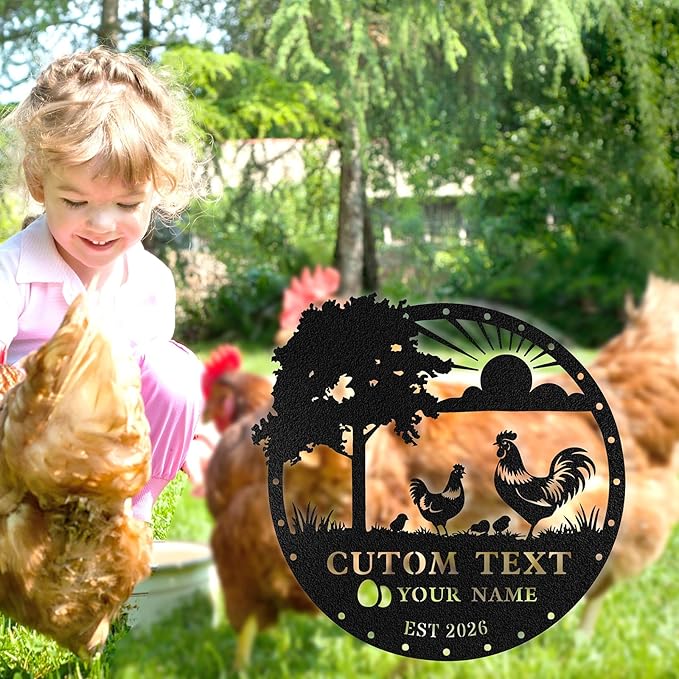 Custom Chicken Coop Metal Signs, Personalized Chicken Coop Sign, Custom Metal Farm Signs for Outside, Chick Hen House Sign Funny Farmhouse Outside Wall Decor Gift