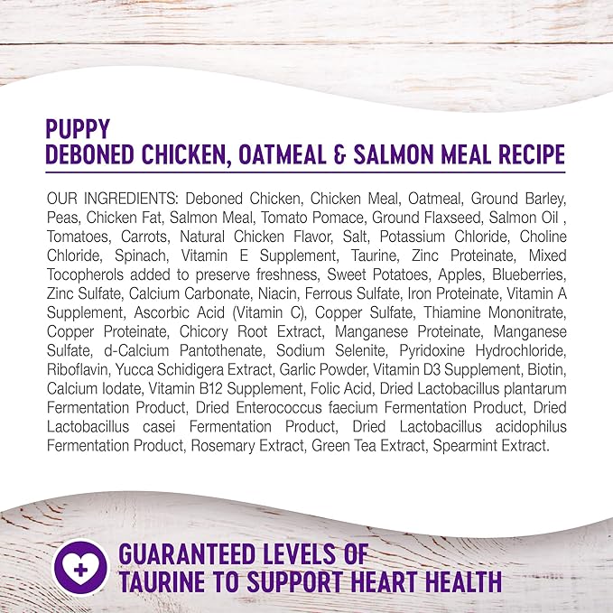 Wellness Complete Health Puppy Dry Dog Food, Wholesome Grains, Natural, Chicken, Oatmeal, & Salmon Recipe, (30-Pound Bag)