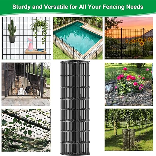 Welded Wire Fence 24inch x 50ft, 2inch x 3inch Black Chicken Wire Fencing, 16Gauge PVC Coated Garden Wire Fence Rolls, Anti-Rust Metal Fencing for Yard Plant Protection Poultry Netting