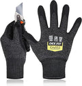 DEX FIT Level 5 Cut Resistant Gloves Cru553, 3D-Comfort Stretchy Fit, Power Grip, Professional Grade, Thin, Touch-Screen Compatible, Durable, Machine Washable; Black Gray XL (10) 1 Pair