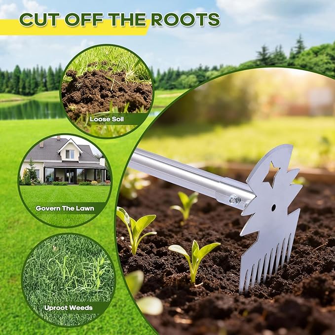 Weeding Tool with Long Handle- 60" Manual Weeder Remover Tool,Garden Tools,Portable Garden Weeder Tool for Vegetable Gardening Backyard Farm Planting & Weeding