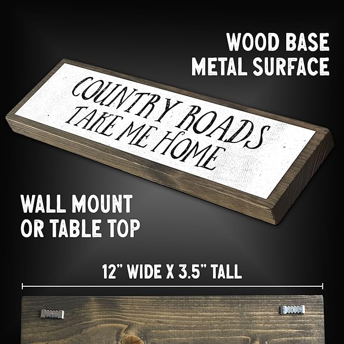 Wood & Metal Southern Sign – Weatherproof Indoor Outdoor Wall Decor – Rustic Charm with "Country Roads Take Me Home" – Gift-Wrapped & Ready to Give