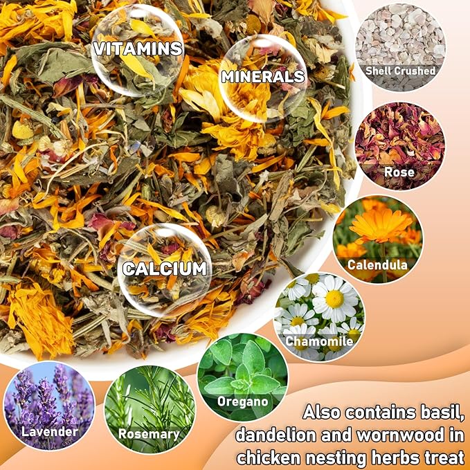 MAQIHAN 10oz Chicken Nesting Herbs - Dried Herb Layer Feed Coop and Run Insulation Roosting Bars for Box Pads Supplies Laying Hens Chicks Vacuum Packed Bedding Winter
