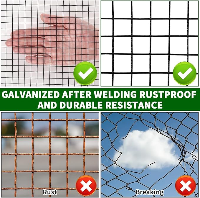 19 Gauge 1/2 Inch Hardware Cloth 72x100 Ft – Black Galvanized Steel Mesh | Chicken Wire Fence, Poultry Netting, Garden/Snake Protection & Tree Guard Rolled Fencing
