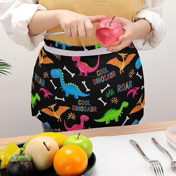 Half Apron with 3 Pockets Chef Cooking Kitchen Restaurant Aprons for Women Men