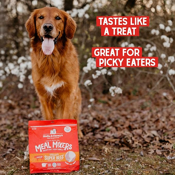 Stella & Chewy's Freeze-Dried Raw Beef Meal Mixers- Dog Food Topper and Mixer - Made with 95% Grass-Fed Beef,Organs & Bone - Perfect for Picky Eaters - Grain-Free - 1 oz,(Pack of 2)