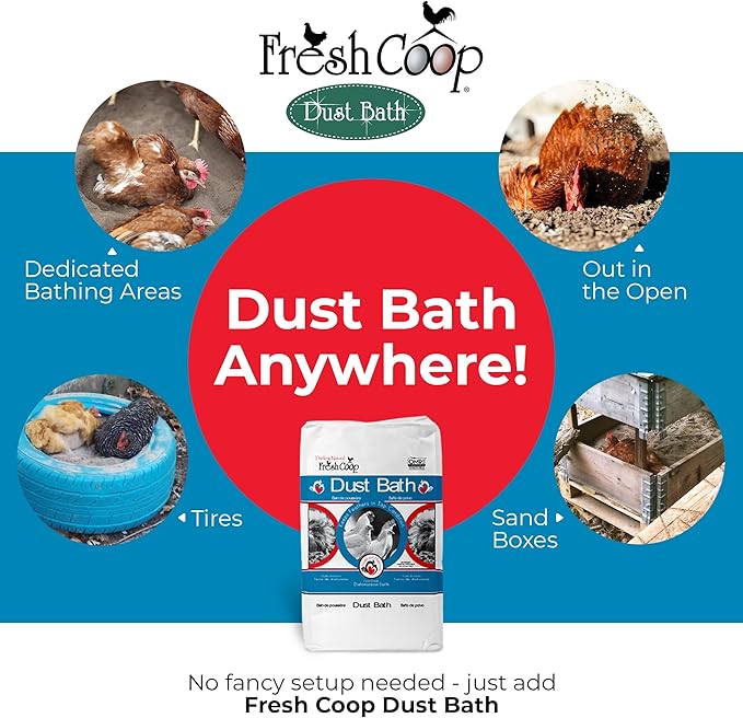 Progressive Planet Fresh Coop Dust Bath, 20lbs - Food-Grade Diatomaceous Earth & Calcium Montmorillonite Clay - Supports Healthy Feathers, Reduces Boredom & Encourages Natural Dust Bathing